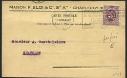 N°284 Perforé E (=Maison Eloi) Obl. Méc. CHARLEROI S/CP Vers Châtelet 1931 (x419) - 1909-34