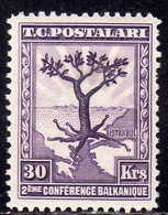 TURCHIA TURKÍA TURKEY 1931 SECOND BALKAN CONFERENCE OLIVE TREE WITH ROOTS EXTENDING TO ALL CAPITALS 30K MH - Ongebruikt