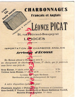 87- LIMOGES- PUBLICITE CHARBONNAGES LEONCE PICAT -CHARBONS-51 RUE PETINIAUD BEAUPEYRAT-ECOSSE ANGLETERRE - Old Professions