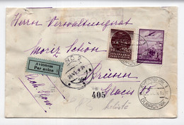 1938. KINGDOM OF YUGOSLAVIA,CROATIA,DUBROVNIK TO BRNO,AIRMAIL COVER TO CZECHOSLOVAKIA - Poste Aérienne