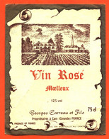 Etiquette Ancienne Neuve De Vin Rosé Moelleux Georges Carreau Et Fils à Cars - 75 Cl - Rosés