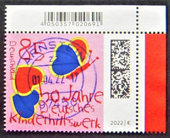 Bund/BRD März 2022 Sondermarke "50 Jahre Kinderhilfswerk" MiNr 3676 Ecke 2, Gestempelt - Used Stamps