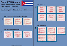 Cuba Kuba ATM Stamps Michel 1-4 / Complete Collection Of All Sets MNH / Frama Etiquetas Automatenmarken - Affrancature Meccaniche/Frama