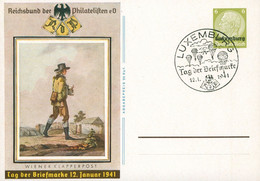 Luxemburg 1941 Ganzsache P3, Tag Der Briefmarke Mit Gefälligkeitsstempel Luxemburg - Postwaardestukken