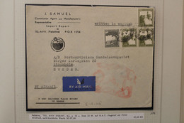 1945 LEVANT Sweden Cover Palestine Palästina Israel  Air Mail Suède Cachet Rouge OAT - Palestine