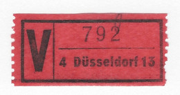 BRD ★ V-Zettel, Wertmarke ★ 4000 Düsseldorf 13 (792) - R- Und V-Zettel