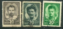 SOVIET UNION 1944 Civil War Heroes Used.  Michel 925-27 - Used Stamps