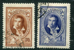 SOVIET UNION 1944 Krylov Death Centenary Used.  Michel 937-38 - Oblitérés