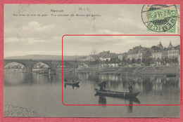 Rémich Luxembourg : Vue Prise En Aval Du Pont - Déplacement En Barque, Vue Peu Commune De 1913 - Remich