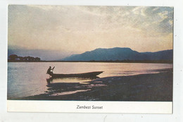 Afrique Zimbabwe Lac Pirogue Postcard From Central Africa Zambezi Sunset - Simbabwe