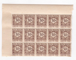 Réunion 1947 Timbre Taxe , 1 Bloc 30 Centimes Neufs – 15 Timbres - Impuestos