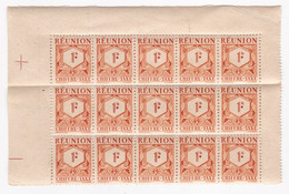 Réunion 1947 Timbre Taxe , 1 Bloc 1 Franc Neufs – 15 Timbres - Portomarken