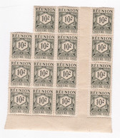 Réunion 1947 Timbre Taxe , 1 Bloc 10 Francs Neufs – 15 Timbres - Postage Due