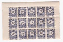 Réunion 1947 Timbre Taxe , 1 Bloc 20 Francs Neufs – 15 Timbres - Postage Due