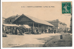 CPA 86 MONTS SUR GUESNES La Place Des Halles Jour De Marché - Monts Sur Guesnes