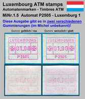 Luxemburg Luxembourg Timbres ATM P2505 Zwei Marken 1Fr. ** Je Mit Weisslichem + Gelblichem Gummi / Frama Automatenmarken - Automatenmarken