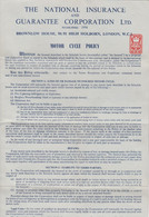 National Insurance And Guarantee Corporation Of A MOTOR CYCLE Policy = B.S.A. 350 Of 1945 - Fiscale Zegels