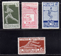 TURCHIA TURKÍA TURKEY 1940 BALKAN OLYMPICS COMPLETE SET SERIE COMPLETA MNH/MLH - Neufs