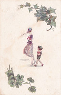 Bompard - Bella Cartolina Donna E Bambina Con Fiori Viaggiata 1924 - Bompard, S.