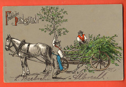 ZMQ-40  Litho Attelage Cheval Joyeuse Pentecôte..  Cachet Lausanne 1907 Dos Simple - Pentecôte