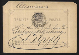 Espagne   Entier Postal  16 Juin 1887  Barcelone   Pour Leipzig - Barcelona