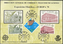 Espagne - Spain - Spanien Document 1978 Y&T N°DP2119 à 2121 - Michel N°PD2366 à 2368 (o) - Exposition Europa 78 - Fogli Ricordo