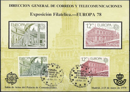 Espagne - Spain - Spanien Document 1978 Y&T N°DP2119 à 2120 - Michel N°PD2366 à 2367 (o) - Exposition Europa 78 - Souvenirbögen