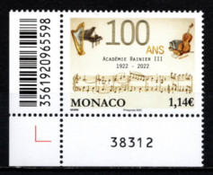 MONACO 2022 - CENTENAIRE DE L'ACADÉMIE RAINIER III - NEUF ** - Unused Stamps