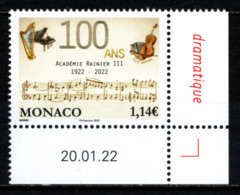 MONACO 2022 - CENTENAIRE DE L'ACADÉMIE RAINIER III - NEUF ** - Unused Stamps