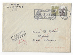 VICHY Allier Lettre Dest Chabanne 63 Retour Envoyeur GC 3489 N'Habite Pas 1,40+0,30 F Pasteur Boegner Yv 2152 Ob 1982 - Covers & Documents