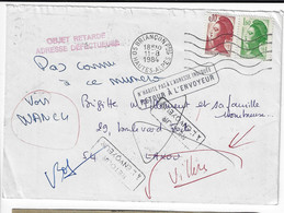 BRIANCON Lettre 10c 1,60 F Liberté Yv 2179 2219 Dest Laxou Nancy Retour Envoyeur N'habite Pas OBJET RETARDE ADRESSE - 1961-....