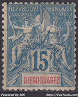 DIEGO SUAREZ : GROUPE 15c BLEU N° 43 NEUF * GOMME AVEC CHARNIERE - Unused Stamps