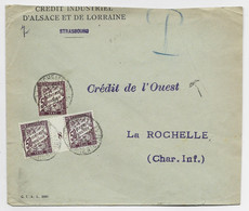 TAXE 50C PAIRE MILLESIME 8+ 1 LA ROCHELLE 1937 LETTRE NON AFFRANCHIE STRASBOURG - 1859-1959 Lettres & Documents