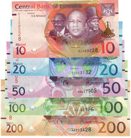 FULL SET Lesotho 10, 20, 50, 100 & 200 Maloti 2021 UNC - Lesotho