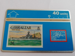 GIBRALTAR  LANDYS & GYR  40 UNITS MINT HMS HOOD,STAMP ON CARD   **9410 ** - Gibilterra