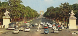 75 PARIS - CHAMPS ÉLYSÉES CHEVAUX DE MARLY - CITROEN DS + PEUGEOT 504 + RENAULT 4L FOURGONNETTE BUS CAR - Toerisme