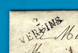 L.A.C.1820 De Hirson Aisne Marque Postale "2 VERVINS"  Aisne Pour De  Virgile Marchand De Fers Paris V.TEXTE - 1801-1848: Voorlopers XIX