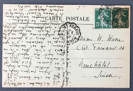 France N°137 (x2 Dont 1 Papier GC) Sur CPA TAD Convoyeur ST AGREVE A DUNIERES Pour La Suisse - (A552) - 1877-1920: Période Semi Moderne