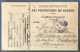 France - Carte WW1 (prisonnier De Guerre) Pour L'Allemagne 1919, Griffe De Controle - (A555) - Guerre De 1939-45