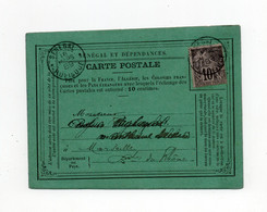 !!! CARTE PRECURSEUR DU SENEGAL AFFRANCH ALPHEE DUBOIS, CACHET DE RUFISQUE DE 1889 - Alphée Dubois