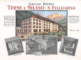 013922 "GRAND HOTEL TERME DI MILANO - S. PELLEGRINO" PUBBLICITARIO II QUARTO XX SECOLO - Pubblicitari