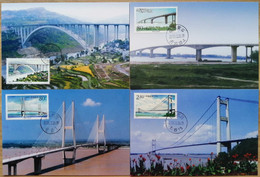 China Maximum Card,2000,Mc-41 Yangtze River Highway Bridge,4 Pcs - Cartes-maximum
