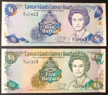 Cayman 1 + 5 Dollar  $ 1996 Fds UNC Queen Elizabeth II Lotto 3887 - Bahama's