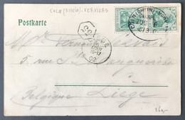 Allemagne, Cachet BAHNPOST 1902 - CÖLN (RHEIN) - VERVIERS Sur Carte Postale Pour La Belgique - (A571) - Covers & Documents
