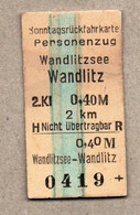 BRD - Pappfahrkarte  (Reichsbahn) - -> Wandlitzsee - Wandlitz      (Sonntagsrück) - Europe