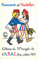 Illustrateur Jean EFFEL  Marianne Et Madelon Congres A.R.A.C 1969 - Effel
