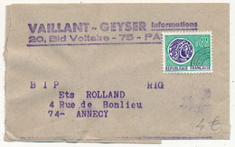 FRANCE - Préo 0,22 Monnaie Romaine Sur Bande Journal "Vaillant Geyser Paris" - 1953-1960