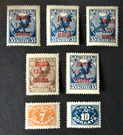 1924-1925 Portomarken*) Mi. 1, 2, 3, 6, 7, 14, 16 - Portomarken