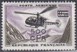 Timbre De La Réunion Surchargé (CFA) -Année 1961 - Alouette  500 F. S. 10f. - Y&T N° 60 ** - Posta Aerea