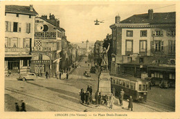 Limoges * La Place Denis Dussoubs * La Statue Dussoubs * Tramway Tram * Café De La Bourse - Limoges